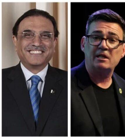 President Zardari felicitates UK Prime Minister Andy Burnham on assuming office
